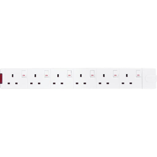 Masterplug Switched - 6 Sockets, 13A, White
