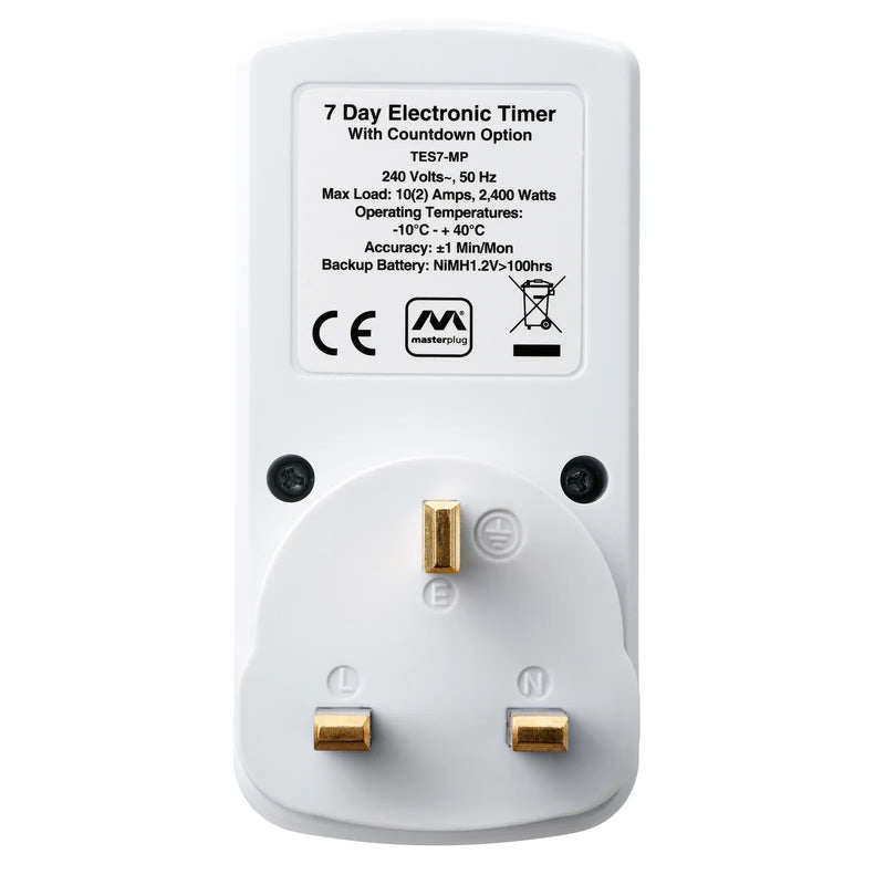 Masterplug Timer - 7 Day, White