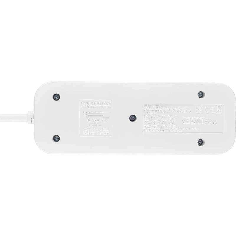 Masterplug Travel - 20W USB, 2 Socket Travel Extension Lead, 0.5m, 13A, White