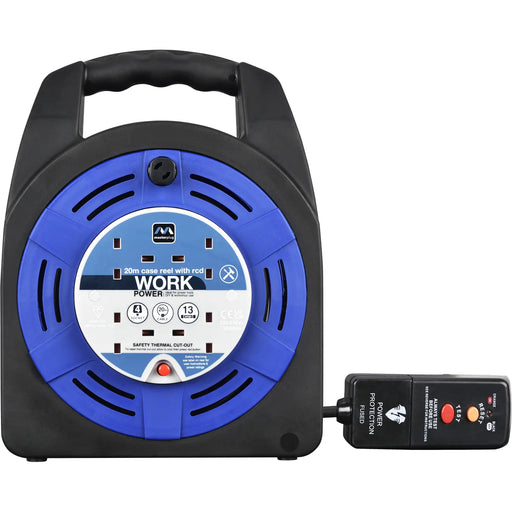 Masterplug Work - 20m, 4 Sockets, 13A, Blue