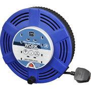 Masterplug Work - 15m, 4 Sockets, 10A, Blue
