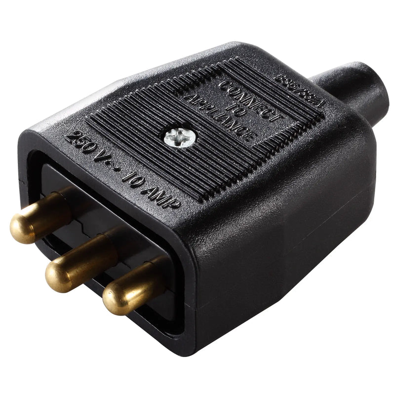 Masterplug Work - 3 Pin Connector, 10A, Black