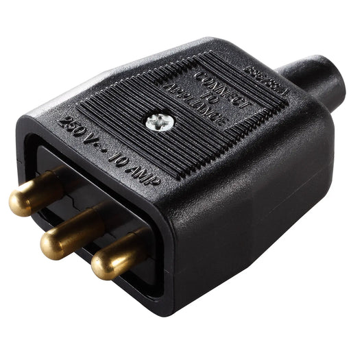 Masterplug Work - 3 Pin Connector, 10A, Black