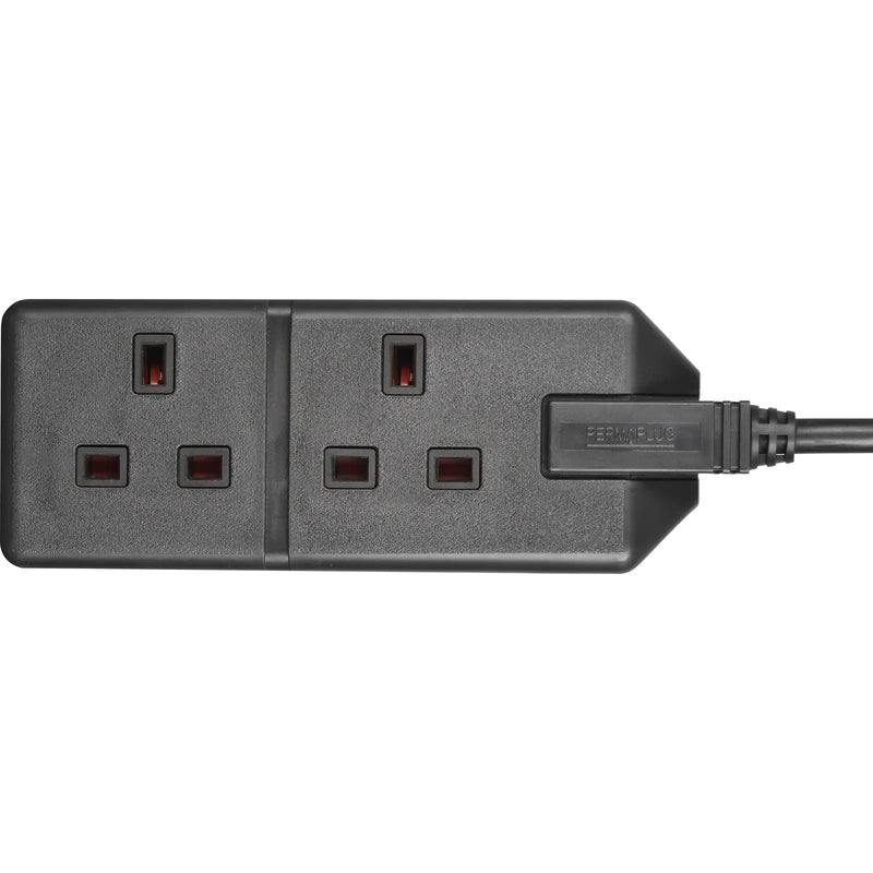 Masterplug Work - 2 Sockets, 4m, 13A, Black