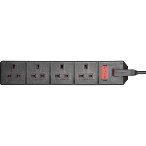 Masterplug Work - 4 Sockets, 2m, 13A, Black
