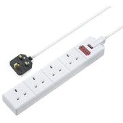 Masterplug Work - 4 Sockets, 2m, 13A, White