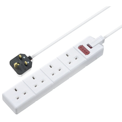 Masterplug Work - 4 Sockets, 2m, 13A, White