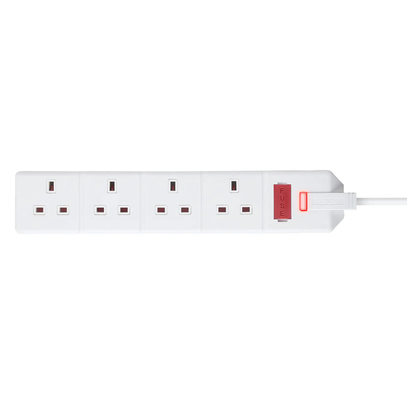 Masterplug Work - 4 Sockets, 2m, 13A, White