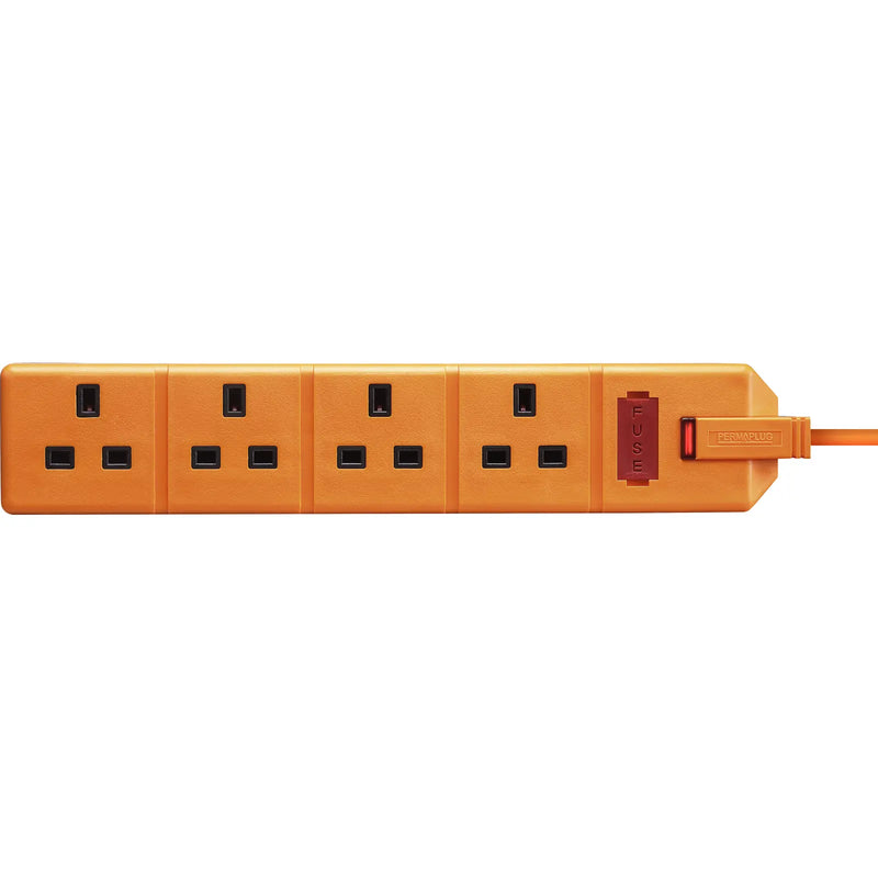 Masterplug Work - 4 Sockets, 4m, 13A, Orange