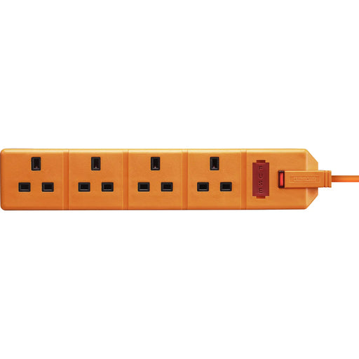 Masterplug Work - 4 Sockets, 4m, 13A, Orange