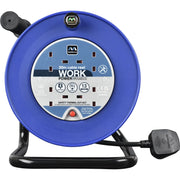 Masterplug Work - 30m, 4 Sockets, 13A, Blue