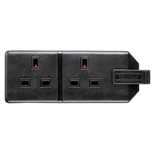 Masterplug Work - 2 Sockets, 13A, Black