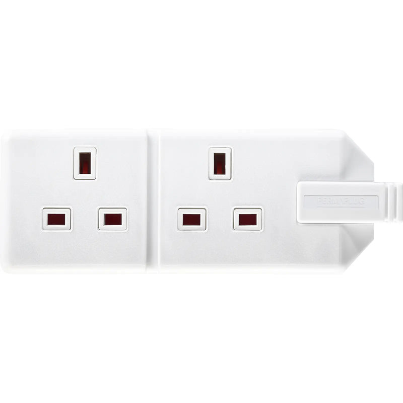 Masterplug Work - 2 Sockets, 13A, White
