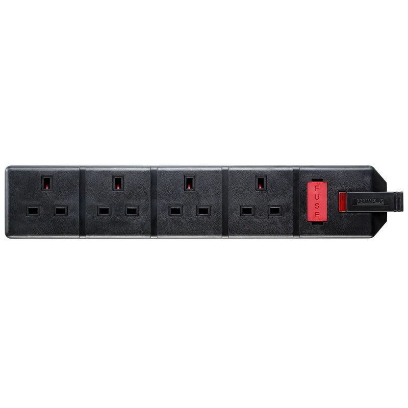 Masterplug Work - 4 Sockets, 13A, Black