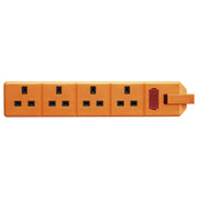 Masterplug Work - 4 Sockets, 13A, Orange