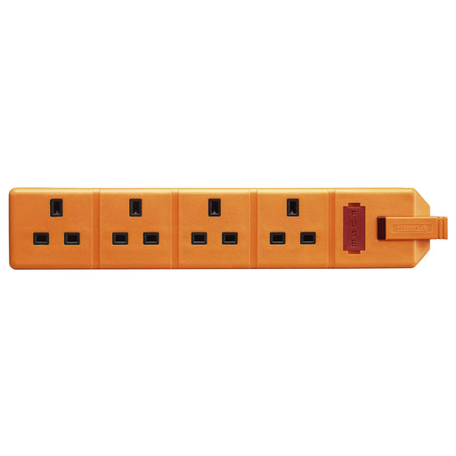 Masterplug Work - 4 Sockets, 13A, Orange