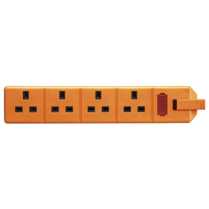 Masterplug Work - 4 Sockets, 13A, Orange