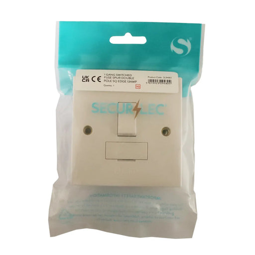 Securlec Square 1 Gang Socket Fuse Spur Double Pole Square Edge