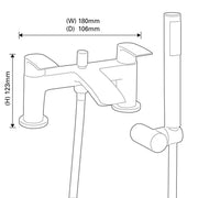 SP Aero Curve Bath Shower Mixer Tap W: 180mm H: 123mm D: 105mm