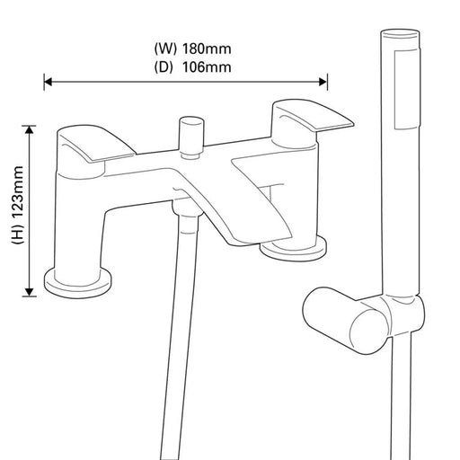 SP Aero Curve Bath Shower Mixer Tap W: 180mm H: 123mm D: 105mm