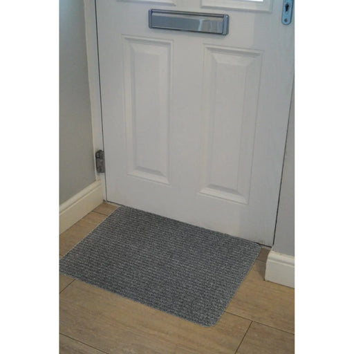 JVL Ribbed Indoor Doormat 50 x 80cm Light Grey