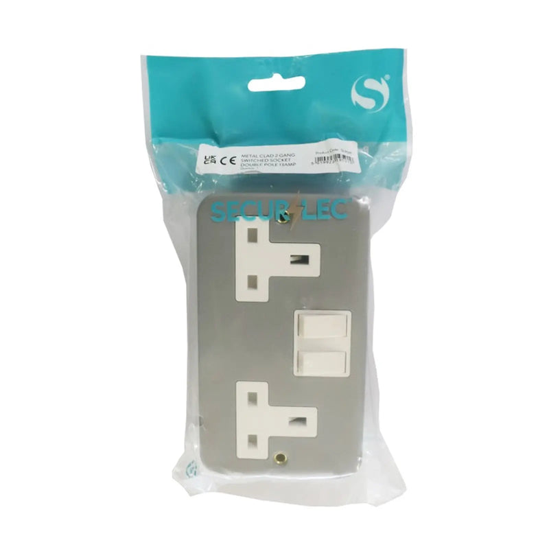 Securlec Metal Clad 2 Gang Switch Socket Double Pole 13A