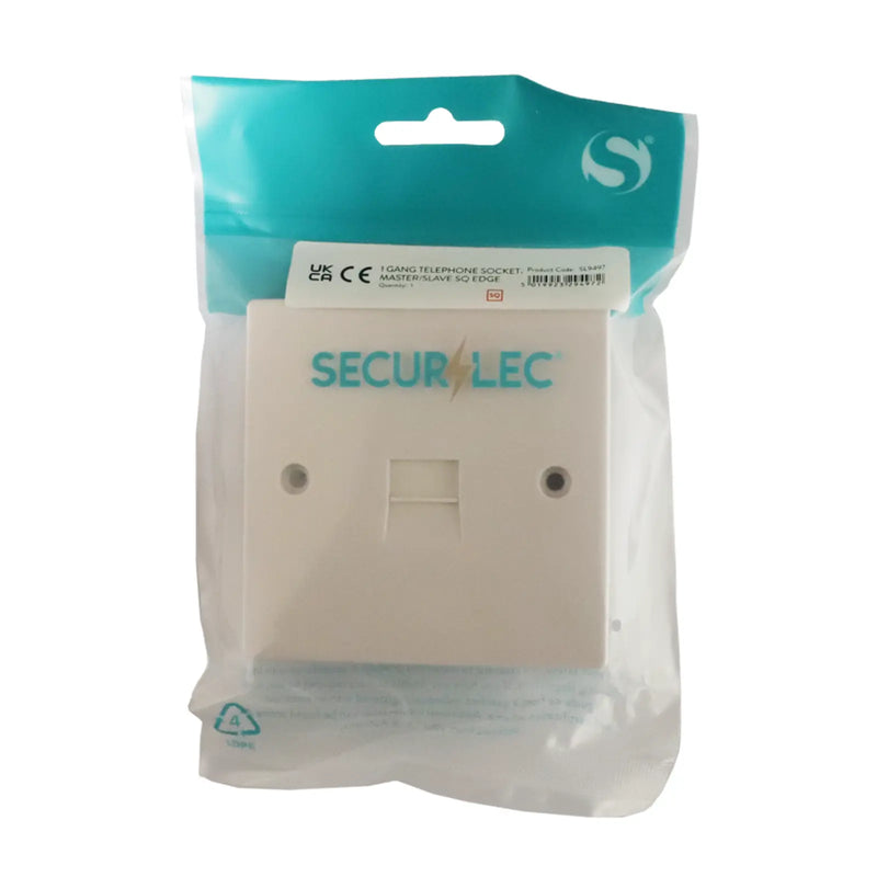 Securlec 1 Gang Telephone Socket Square Edge