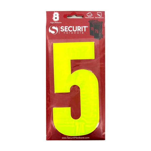 Securit Hi Vis Self Adhesive Wheelie Bin Numbers No 5 160mm
