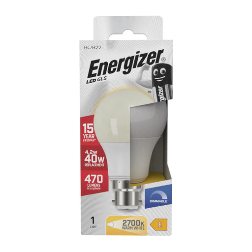 Energizer LED GLS B22 2700k Dimmable 470lm