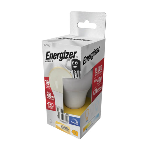 Energizer LED GLS B22 2700k Dimmable 470lm
