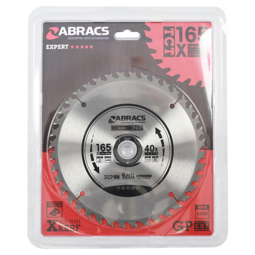Abracs Circular Saw Blade 165mm x 20mm x 40t 240v