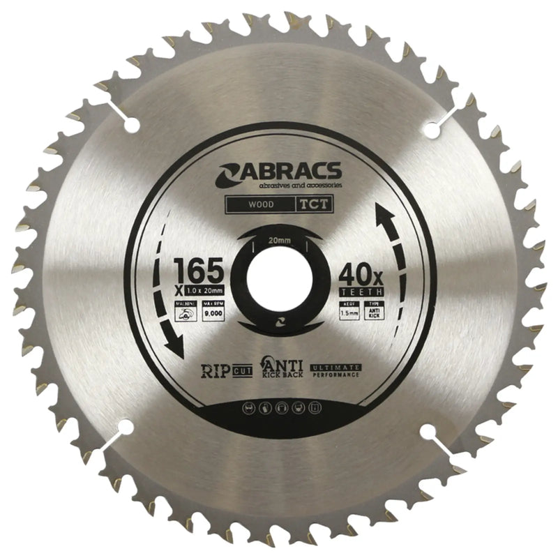 Abracs Circular Saw Blade 165mm x 20mm x 40t 240v