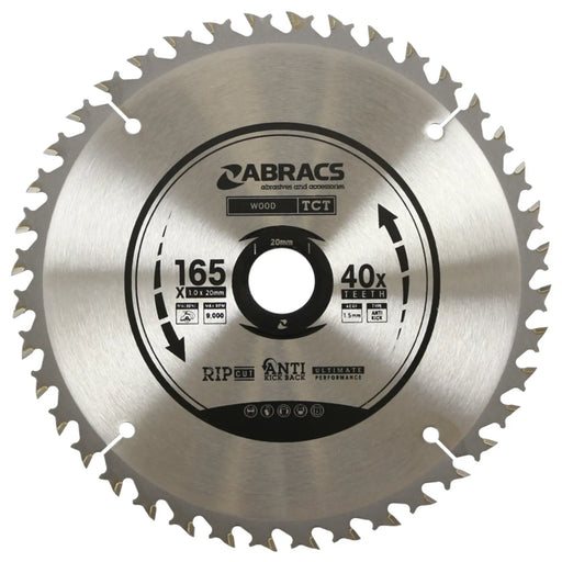 Abracs Circular Saw Blade 165mm x 20mm x 40t 240v