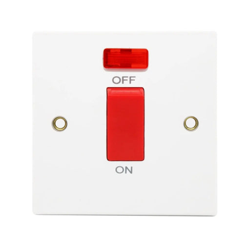 Securlec 1 Gang Double Pole Switch & Pilot Lamp Square Edge