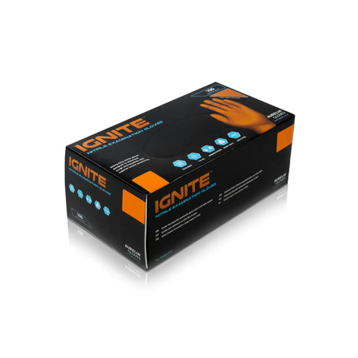Aurelia Ignite Heavy Duty Orange Powder Free Nitrile Gloves Large - Pack 100