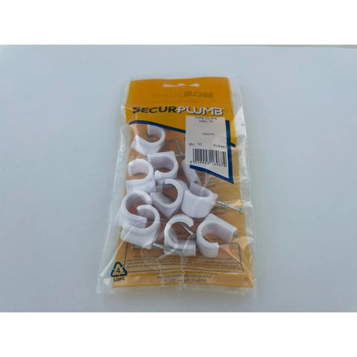 Securplumb Pipe Clips Nail In 15mm Pack 10