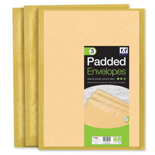 I G Design Padded Brown Envelopes 370 x 480 Pack 3