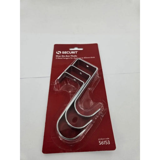 Securit Chrome Plated Overdoor Hooks 3 Pack 85mm