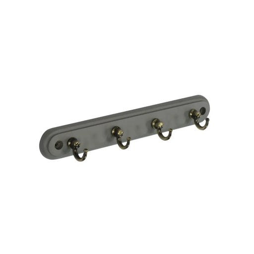 Securit Grey Hat & Coat Board 4 Antique Brass Hooks