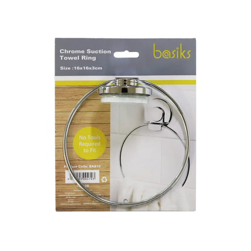 Basiks Suction Towel Ring Chrome