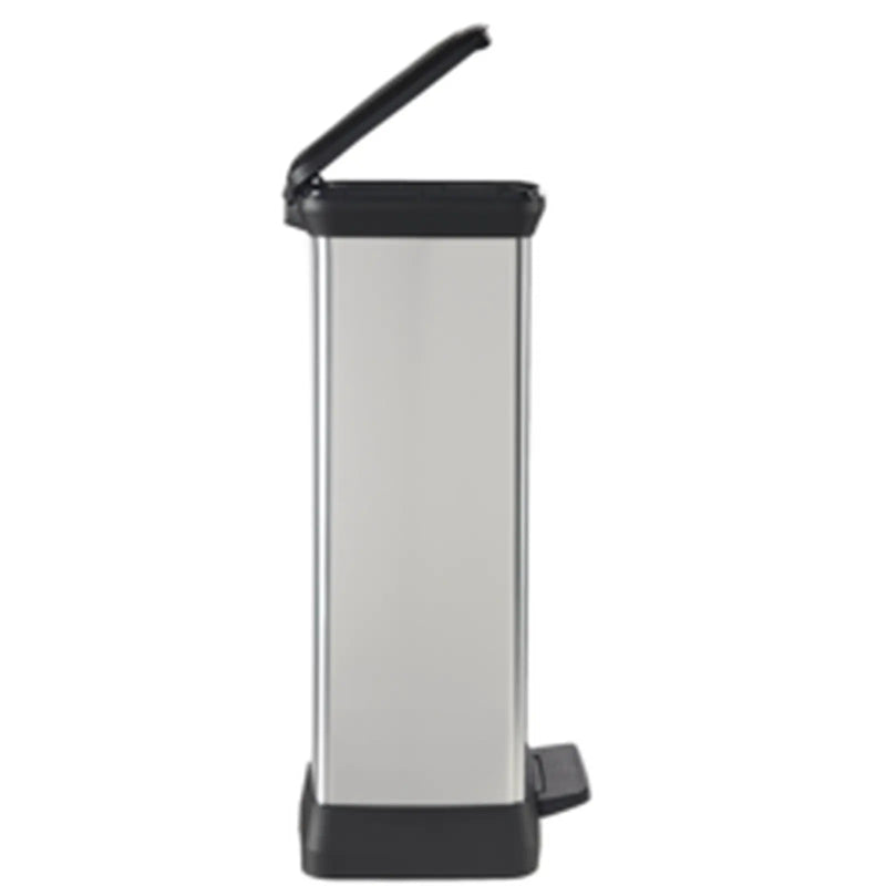 Curver Deco Black & Silver Pedal Bin 50L