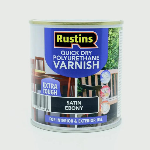 Rustins Quick Dry Poly Varnish Satin Ebony 500ml