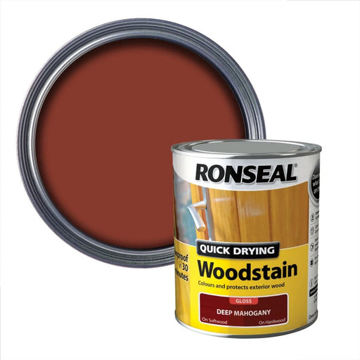 Ronseal Quick Drying Woodstain Gloss 750ml Deep Mahogany