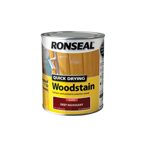 Ronseal Quick Drying Woodstain Gloss 750ml Deep Mahogany