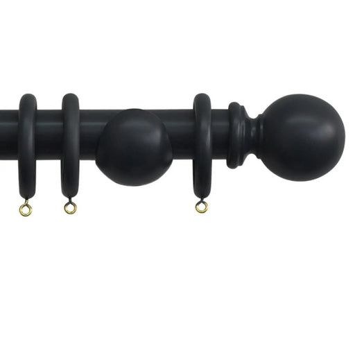 Jones Interiors Shore 35mm Wood Curtain Pole Kit Black 300cm