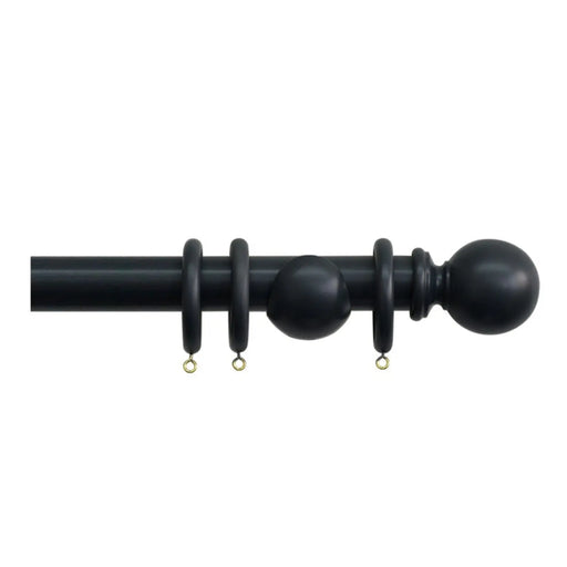 Jones Interiors Shore 35mm Wood Curtain Pole Kit Black 300cm
