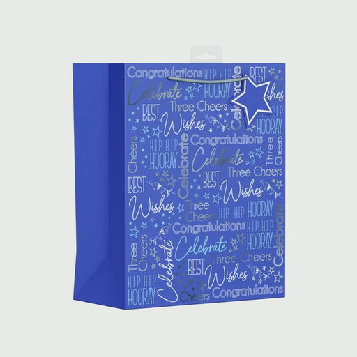 Giftmaker Blue Text Gift Bag Large