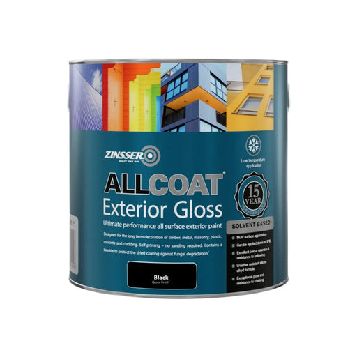 Zinsser Allcoat Exterior Solvent Based Gloss Black 2.5L