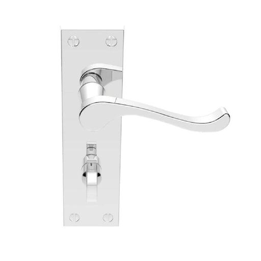 Victorian Scroll Lever On Backplate - Bathroom 57Mm C/C - Polished Chrome 150MM X 43MM