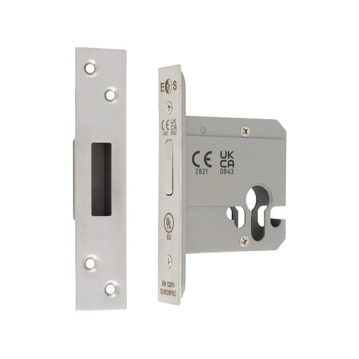 76Mm Heavy Duty Deadlock - Euro - Square - Satin Stainless Steel